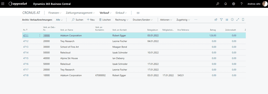 Liste der Belegköpfe