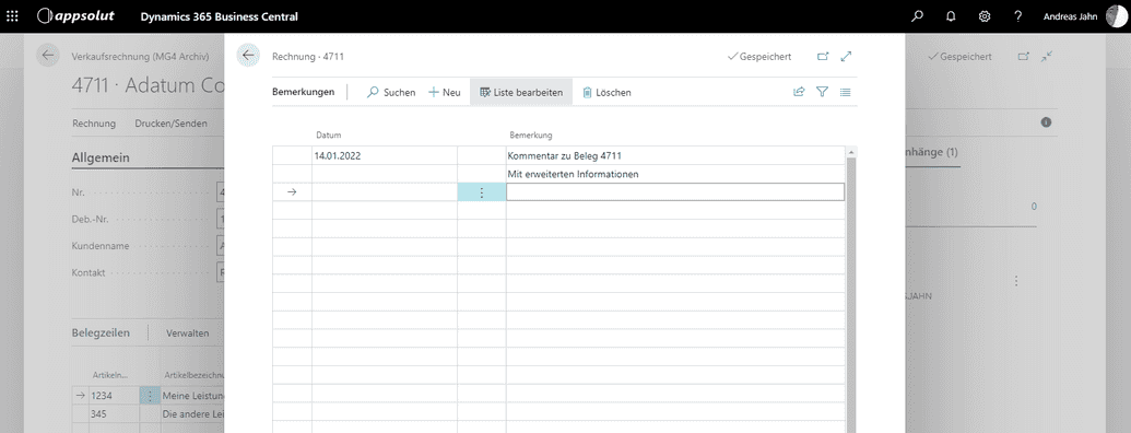 Kommentar bearbeiten