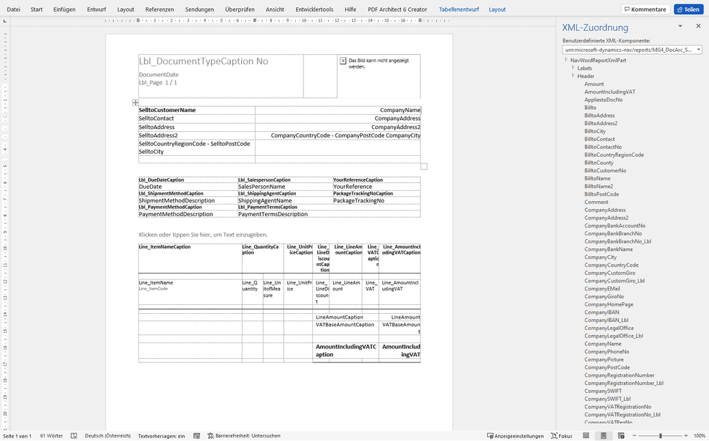Export Berichtslayout