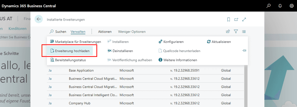 Erweiterungsverwaltung